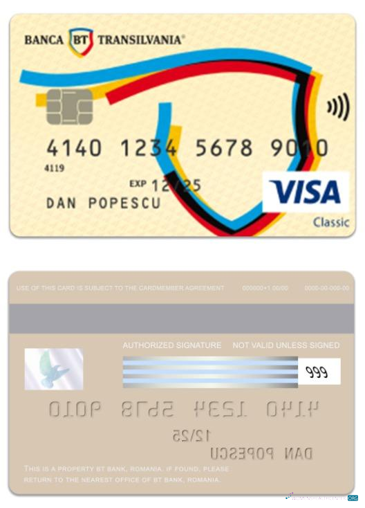 Download Romania BT Bank visa classic card Photoshop template